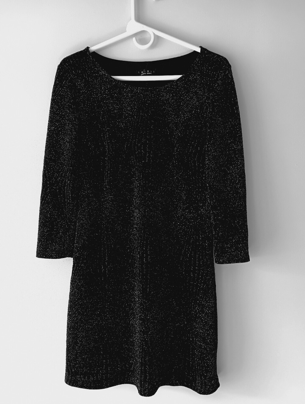 Trixxi Metallic Glittery Mini Dress Long Sleeves Bodycon Black Silver Medium